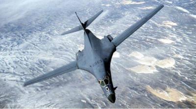 Fighters from Arab Countries and Israel Escort U.S. Strategic Bomber Over the Gulf