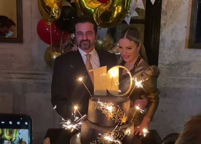 Romantic Kiss Between Nicole Saba and Youssef Al Khal at Their Tenth Wedding Anniversary Celebration