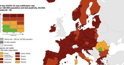 Europe Marked Dark Red in COVID-19 Spread Classification