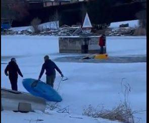 Video: Woman Rescued After Her Car Sank in Frozen River