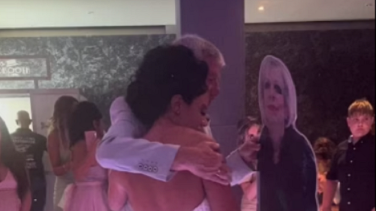 Touching Dance of Bride with Life-Size Cutout of Her Deceased Mother