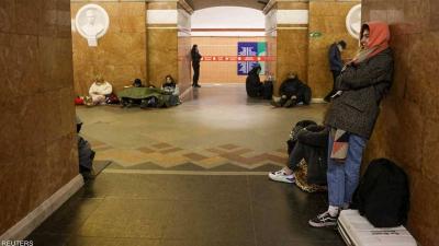Ukrainians Spend Their First Night in Metro Stations