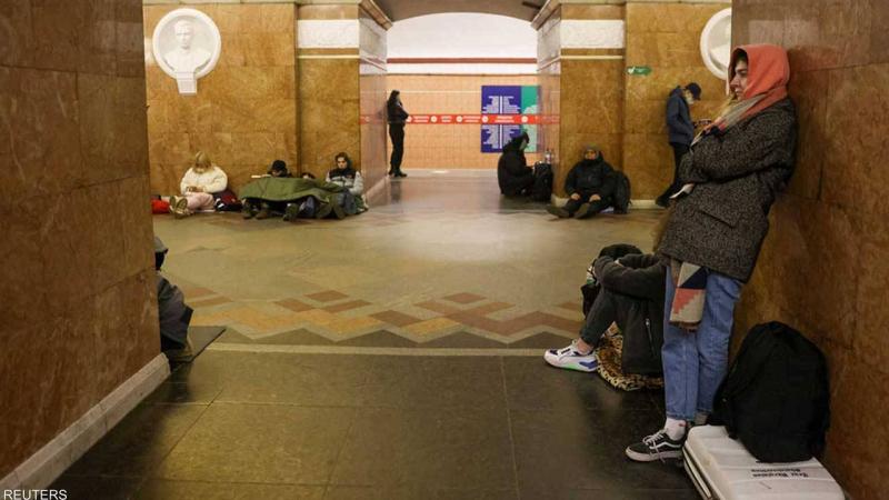 Ukrainians Spend Their First Night in Metro Stations