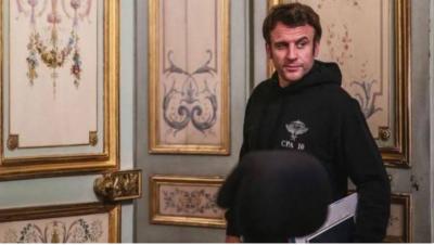 Macron Appears with a Beard in Commando Shirt; Followers Wonder: Has He Been Influenced by Zelensky?