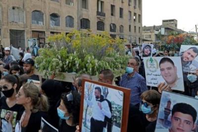 Funeral Procession in Beirut Commemorating the Victims of the Port Explosion