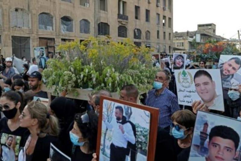 Funeral Procession in Beirut Commemorating the Victims of the Port Explosion