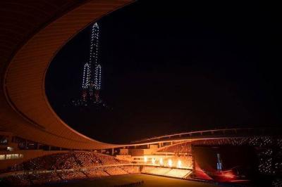 Stunning Artworks Adorn the Sky of Hazza Bin Zayed Stadium in the UAE at the End of the Football Season