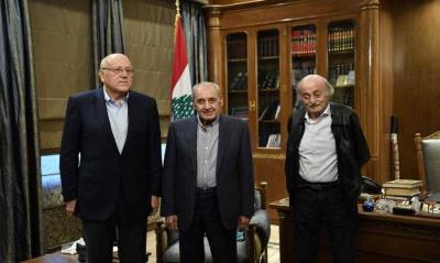 اللقاء الثلاثي... ترحيب بالضوء الأخضر للجيش وموفد إلى معراب
