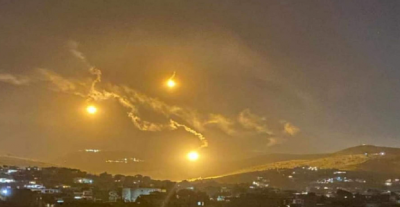 Illuminating Flares Launched Near the Southern Border Town of Rmeish