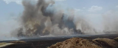 Iraq: Lightning Causes Fire in Wheat Farm