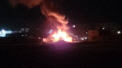 Fire in a Camp for Syrian Displaced Persons in Anjar