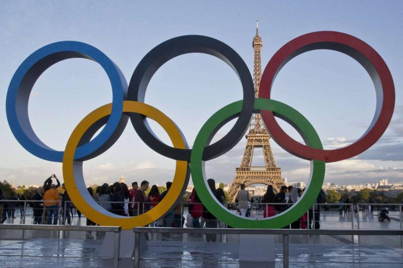 In Paris... the Olympic Torch on the Eiffel Tower