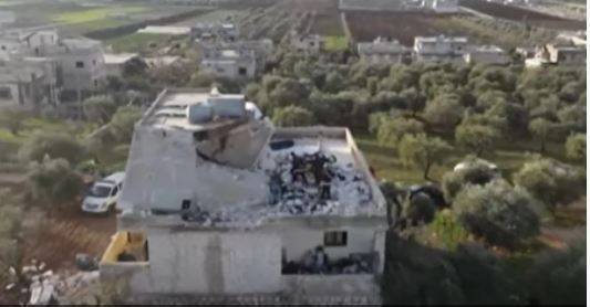 فيديو يرصد مكان استهداف زعيم داعش في إدلب