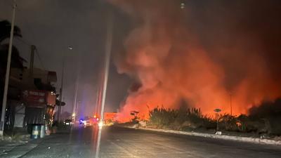 Title: Firefighters Control Massive Blaze Near Gas Company in Sidon