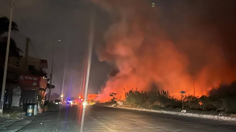 Title: Firefighters Control Massive Blaze Near Gas Company in Sidon