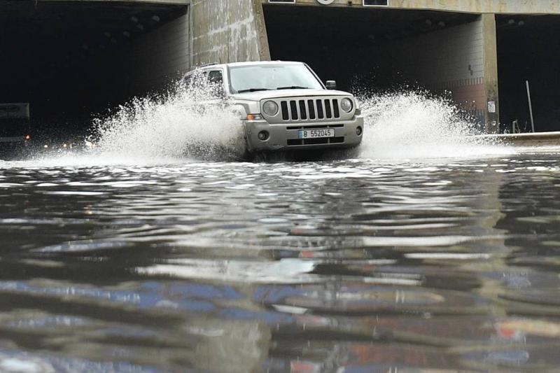 Heavy Rain Floods Streets in Lebanon and Submerges 