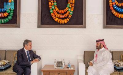 Saudi Crown Prince to Blinken: Military Operations in Gaza Must Stop