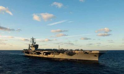 Title: "Eisenhower Enters the Mediterranean After Gerald Ford"