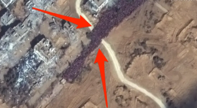 Satellite Images Show Crowds of Palestinians Fleeing Southern Gaza