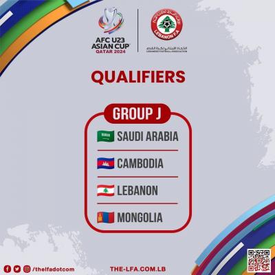 Lebanon in Group 9 for the U23 Asia Cup Qualifiers