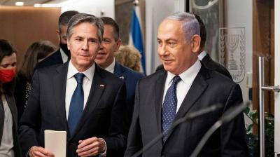 Title: Video: Crowd in the Israeli Knesset Shelter with Blinken as Honorary Guest