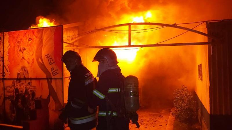 Large Fire in Baghdad with Injuries