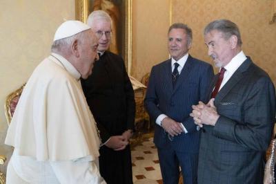 Pope Francis Pretends to Box Sylvester Stallone