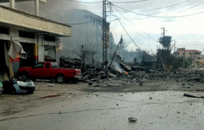 Airstrike on Kfarkala Causes Destruction of Shopping Center and Adjacent Homes