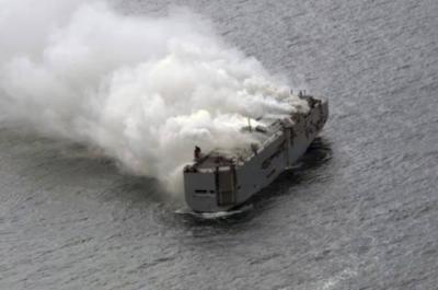 Title: Salvage of Burning Car Carrier Off the Coast of the Netherlands