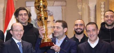 The Sports Club Presents the Dubai Championship Cup to President Saad Hariri