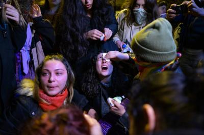 Title: Pepper Spray Used to Disperse Protest on International Women's Day
