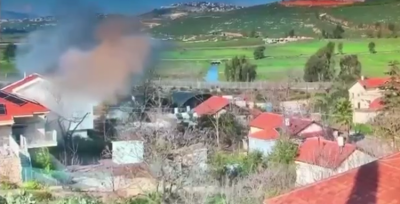 Moment of Rocket Explosion from Lebanon Inside Metula Settlement (Video)