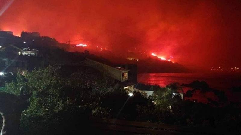 # Large Fire Erupts in a Forest in Bejaia, Algeria (Video)