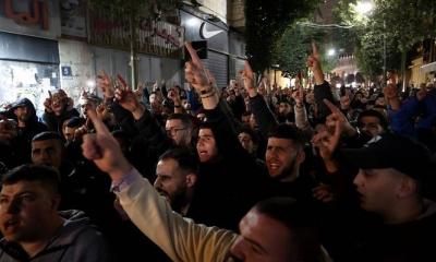 Palestinian March in Ramallah Protesting the Killing of Al-Arouri