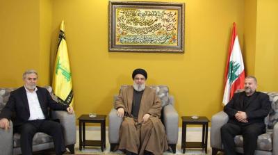 Nasrallah Receives al-Nakhala and al-Aarouri