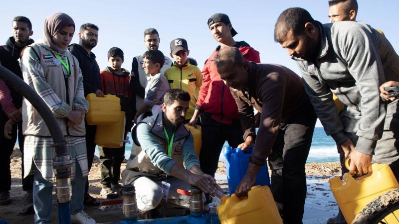 Start of Desalinated Water Supply to Gaza Residents from UAE Desalination Stations in Rafah