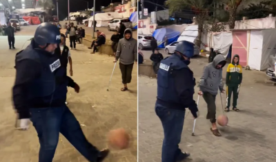 Video: Despite His Pain, Wael Dahdouh Plays Football with Children and the Injured