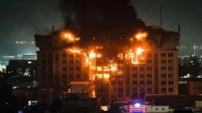 Control of Massive Fire at Security Directorate in Ismailia Governorate, Egypt - Video