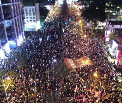 Title: Israeli Police Use Water Cannons to Disperse Protests in Tel Aviv