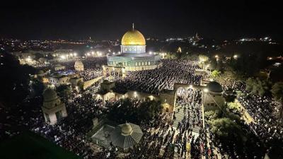 Aerial View of Al-Aqsa Mosque on the 27th Night of Ramadan