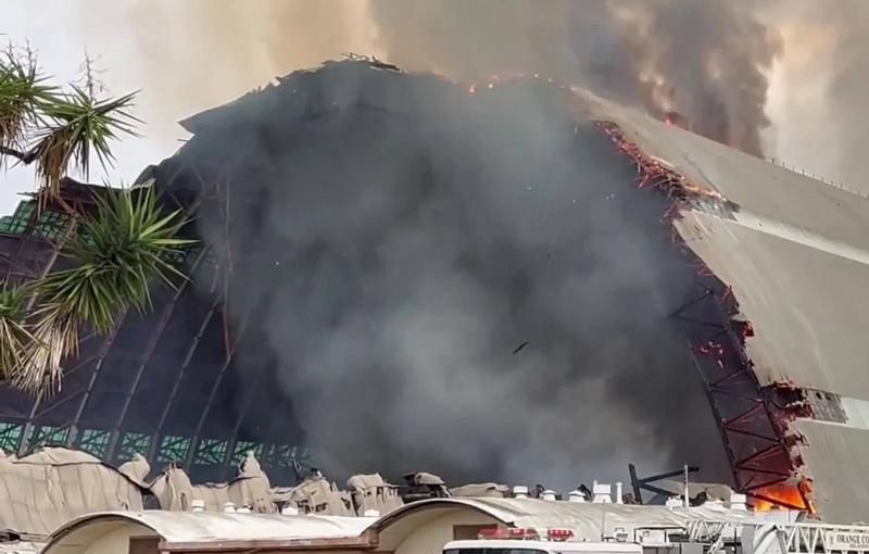 Southern California: Fire Engulfs Historic Airship Hangar