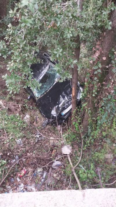 Chase "Movie Style" Ends with Car Falling into Field