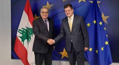 Title: Bou Habib and Lenarčič Agree on the "Need for Assistance for Displaced Persons to Return to Their Countries"