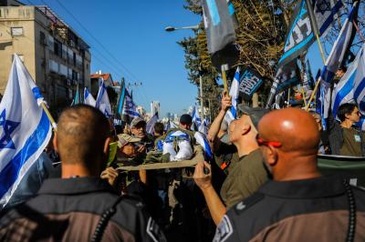 Title: Israeli Protesters Block Road to Netanyahu's Office in Jerusalem