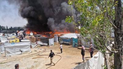 Large Fire Breaks Out in Syrian Refugee Camp in Zahle