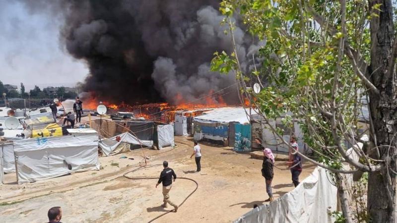 Large Fire Breaks Out in Syrian Refugee Camp in Zahle