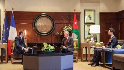 Jordan's King Affirms Need for Immediate and Permanent Ceasefire in Gaza to Macron
