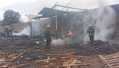 Algeria... Large Fire at Wood Storage Workshop