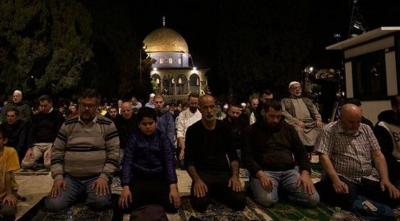 40,000 Palestinians Performed Night and Taraweeh Prayers at Al-Aqsa Mosque