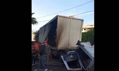 Truck Slip on the Naameh Highway: Two Injured and Severe Traffic Jam